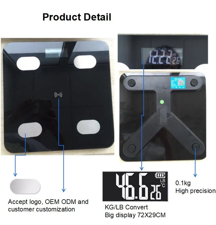 0-180kgs Simei Brand APP Bluetooth Body Fat Scale for Bathroom Weight Fat/Body Scale/Customized Weighing Scale