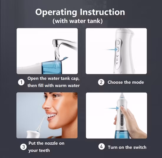 Irrigatore orale dentale portatile, ricaricabile, impermeabile, per pulire i denti, idropulsore